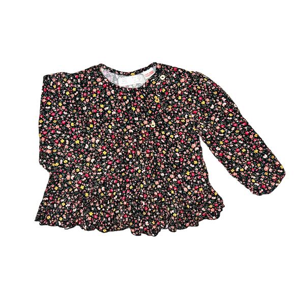 Zara Baby Collection Peasant Blouse Black Multicolor Floral, Size 2-3Y - Picture 4 of 7